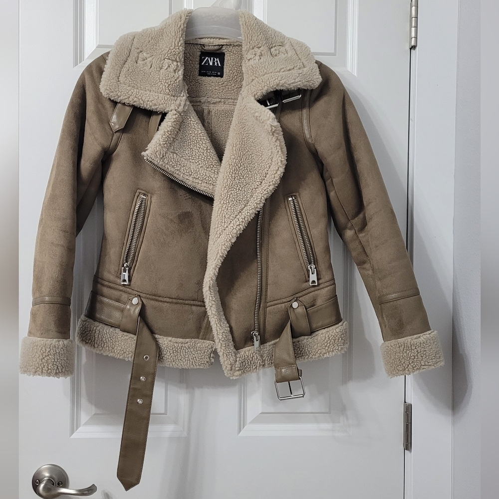 ZARA Tan Shearling Jacket